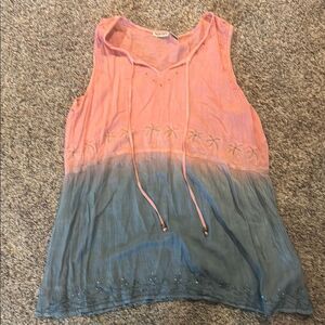 Raya Sun Pink Tie Front Relaxed Tank Top